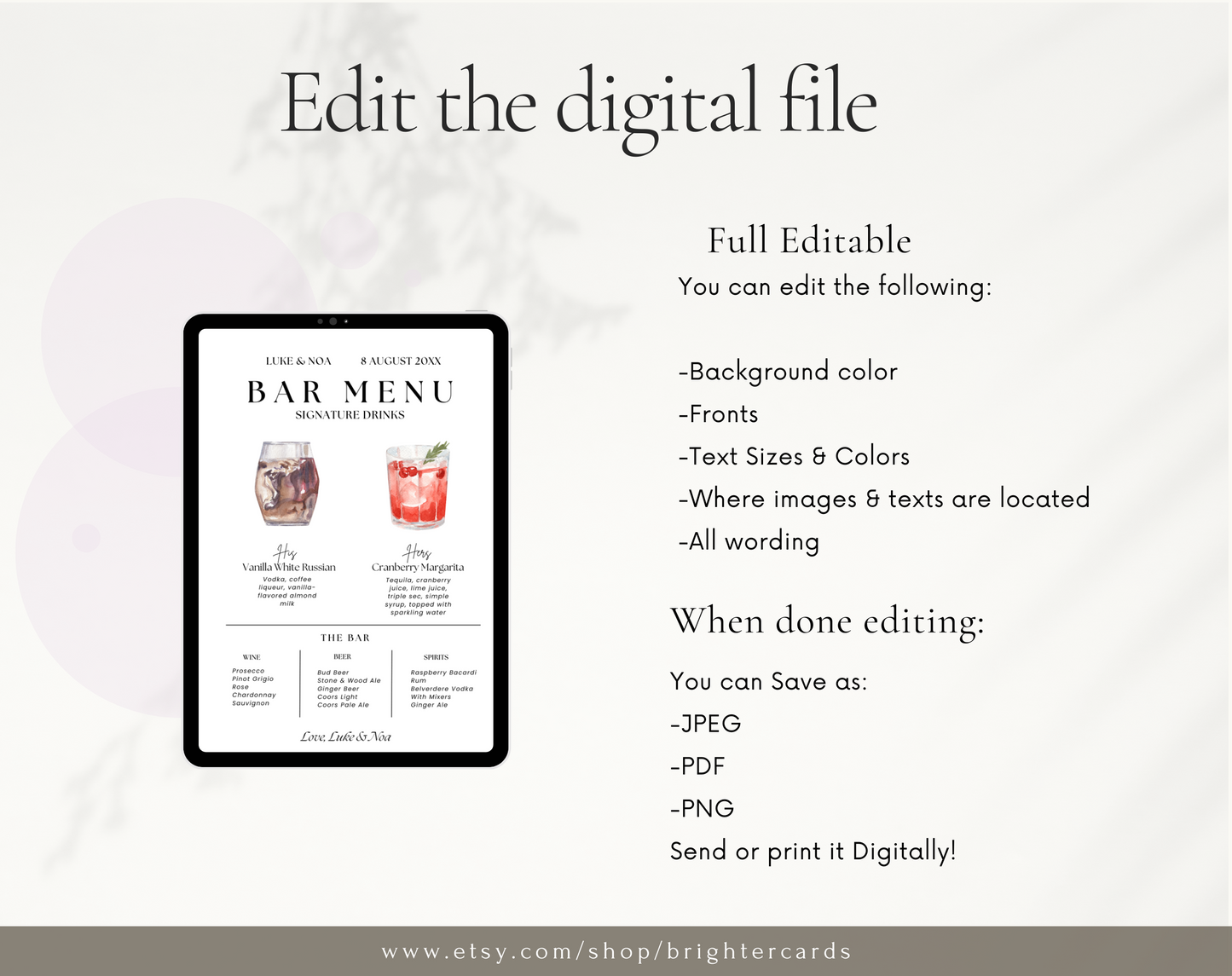 Signature Drink Menu