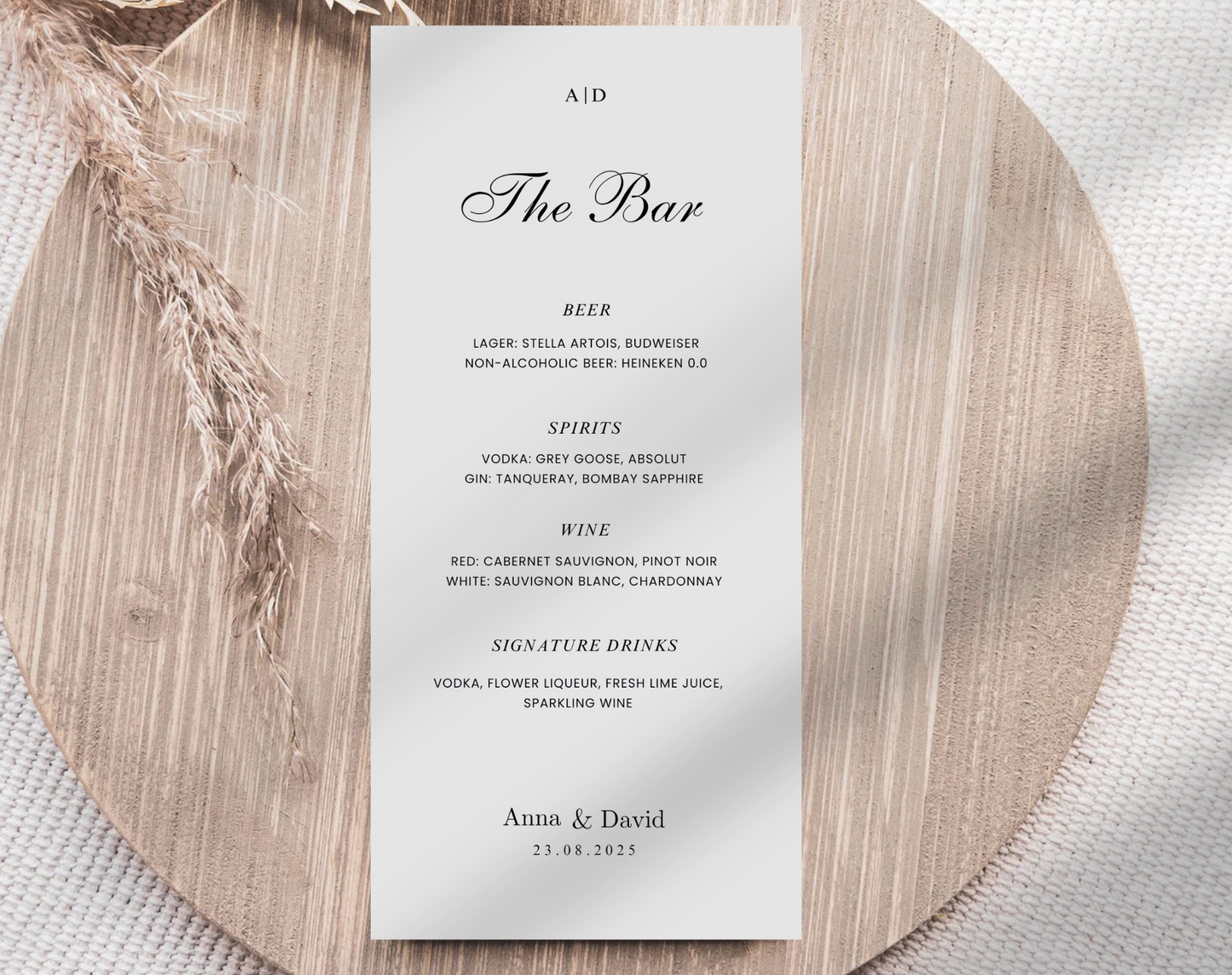 Customizable Bar Menu – Editable Canva Template for Weddings, Parties, & Events, Printable Cocktail Menu