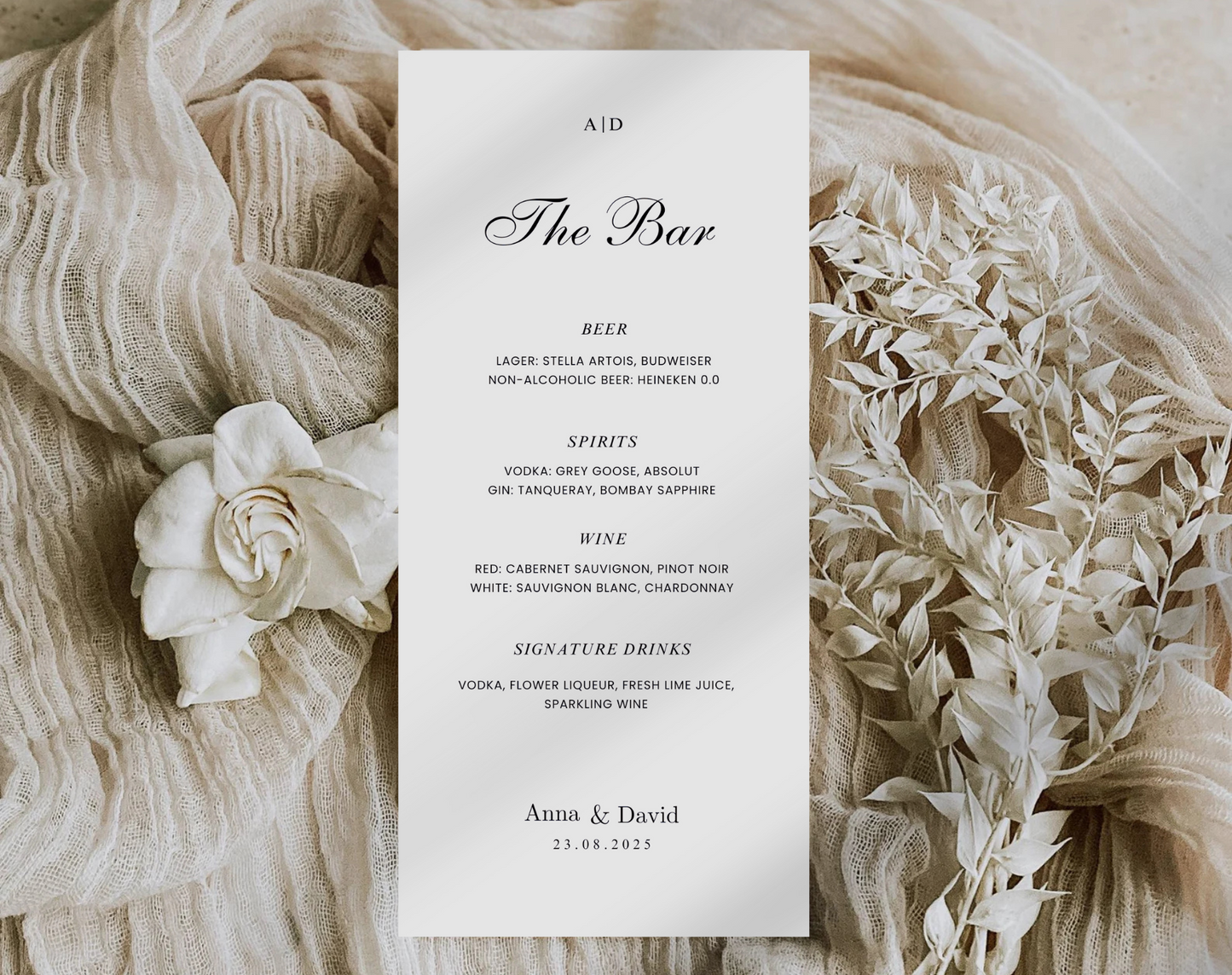 Customizable Bar Menu – Editable Canva Template for Weddings, Parties, & Events, Printable Cocktail Menu