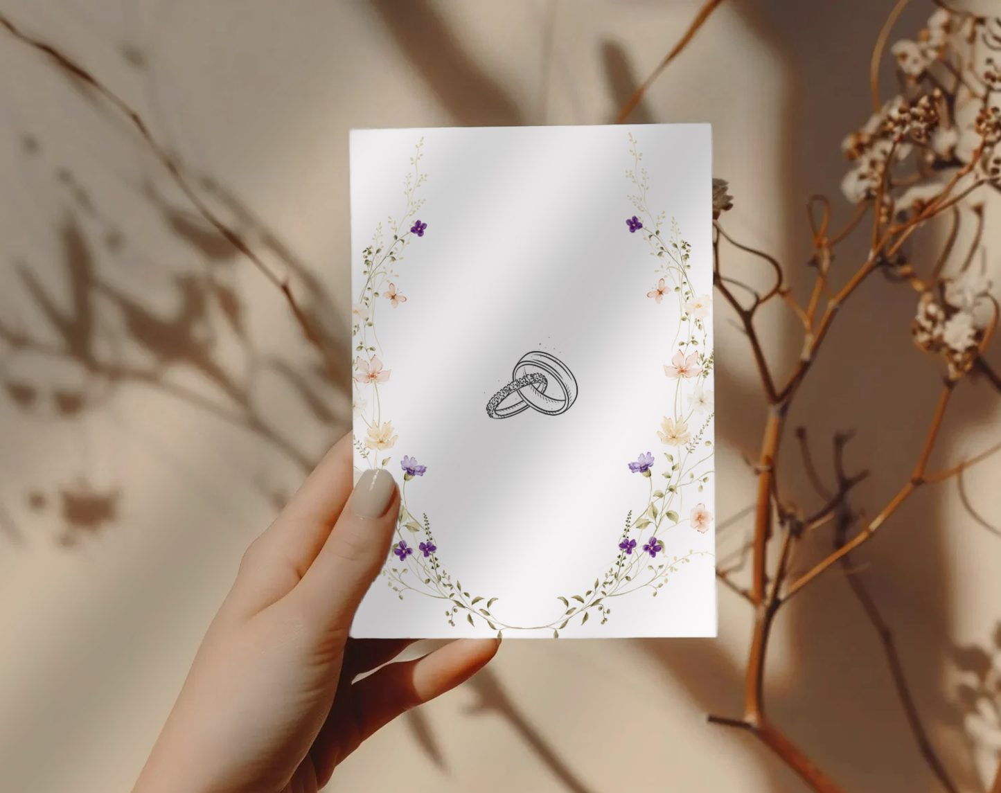Wildflower Wedding Invitation Bundle with QR Code – Printable Boho Floral Invite Suite, Elegant Online RSVP, Details & RSVP Card Template