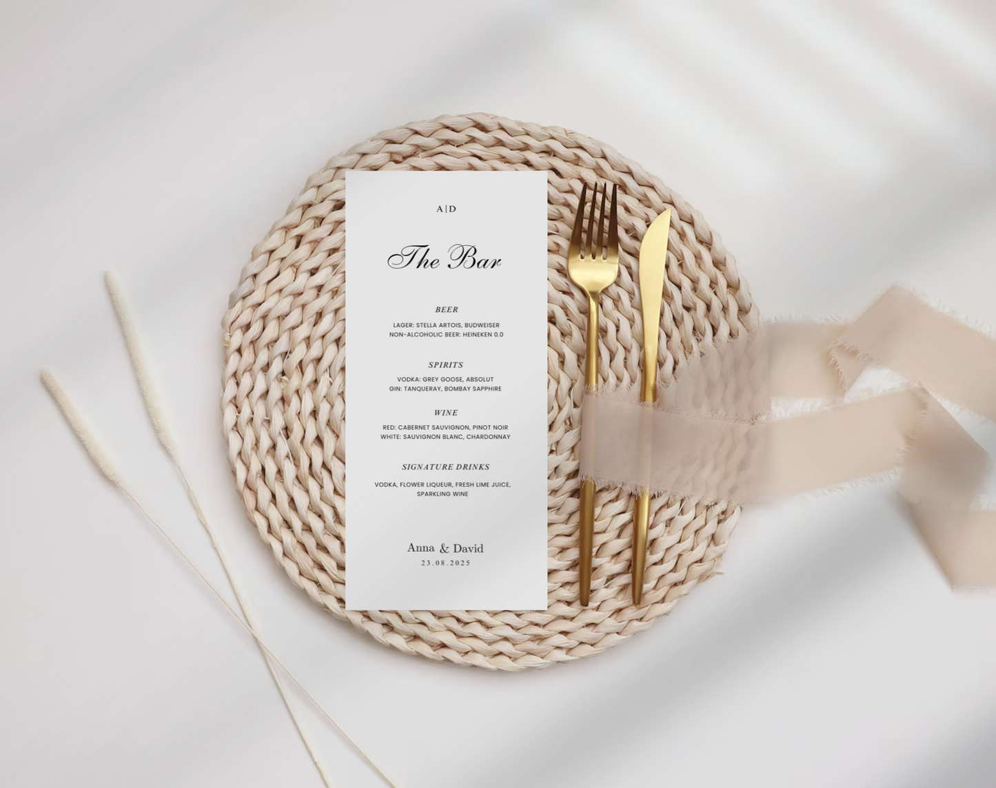 Customizable Bar Menu – Editable Canva Template for Weddings, Parties, & Events, Printable Cocktail Menu