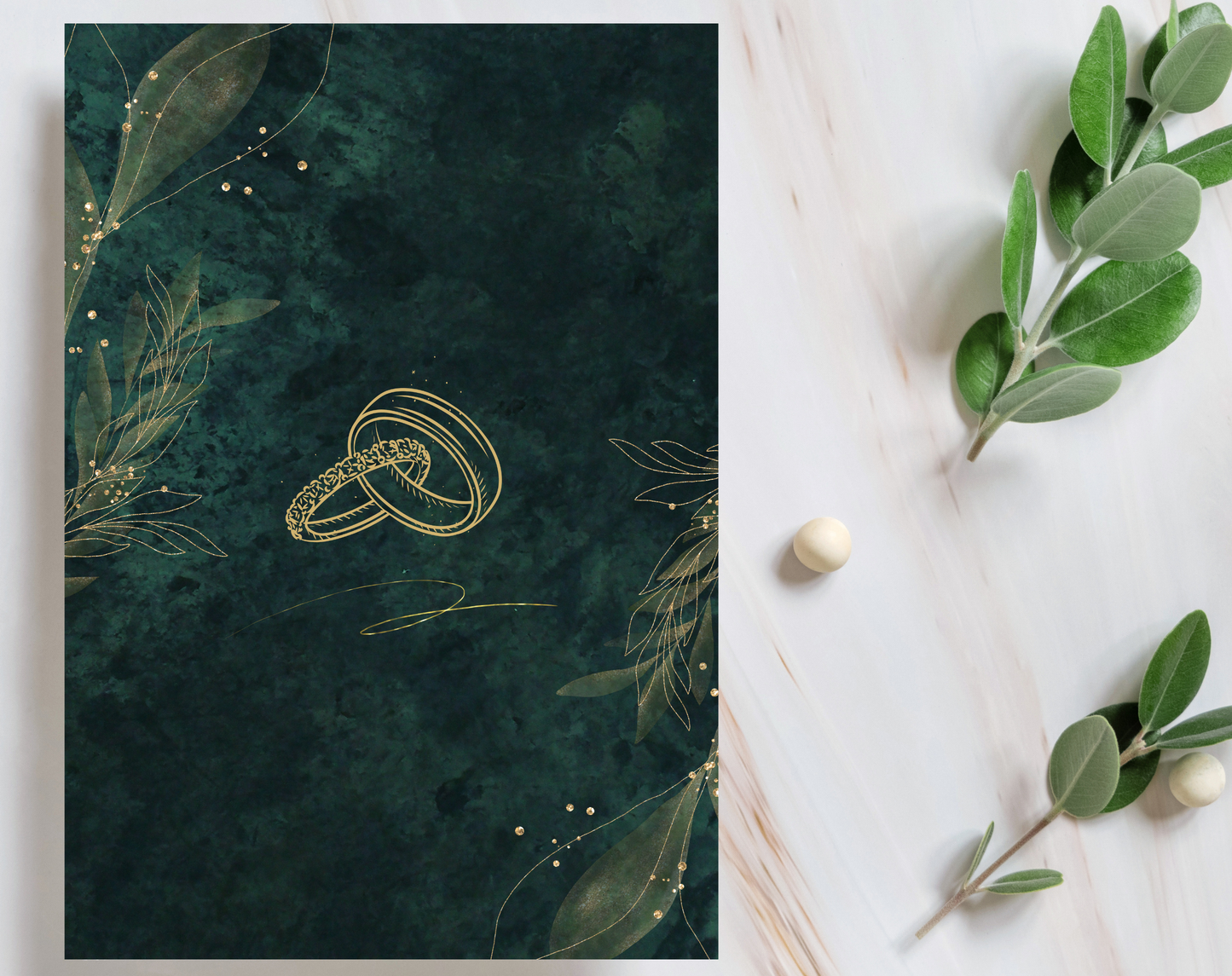 Editable Dark Green Wedding Invitation – Modern Digital Wedding Invite Template, Customizable Printable, Elegant Wedding Card for 2025