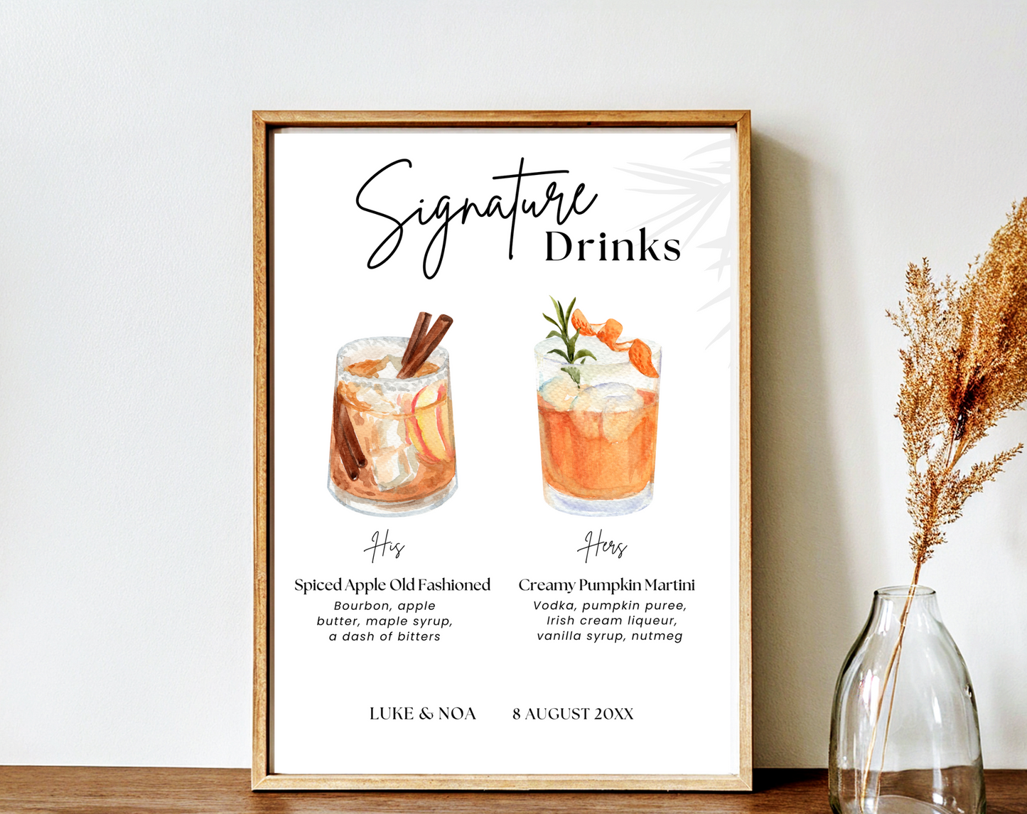 Wedding Bar Menu