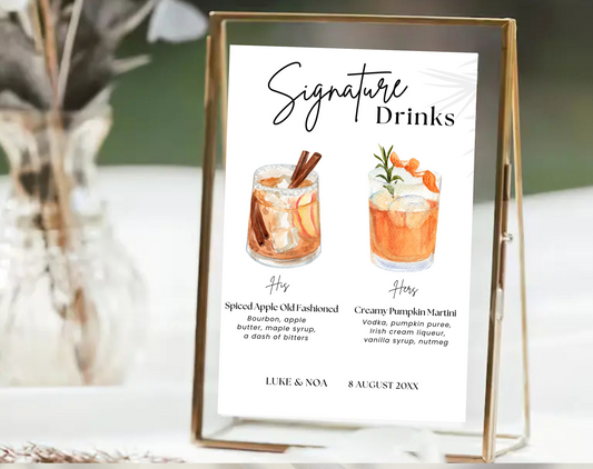 Wedding Bar Menu