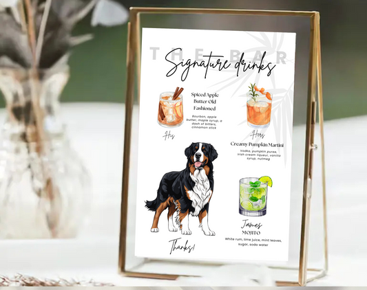 Wedding Bar Menu with dog