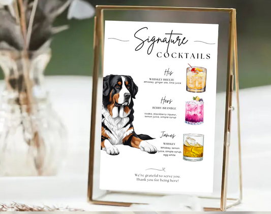 Wedding Bar Menu dog