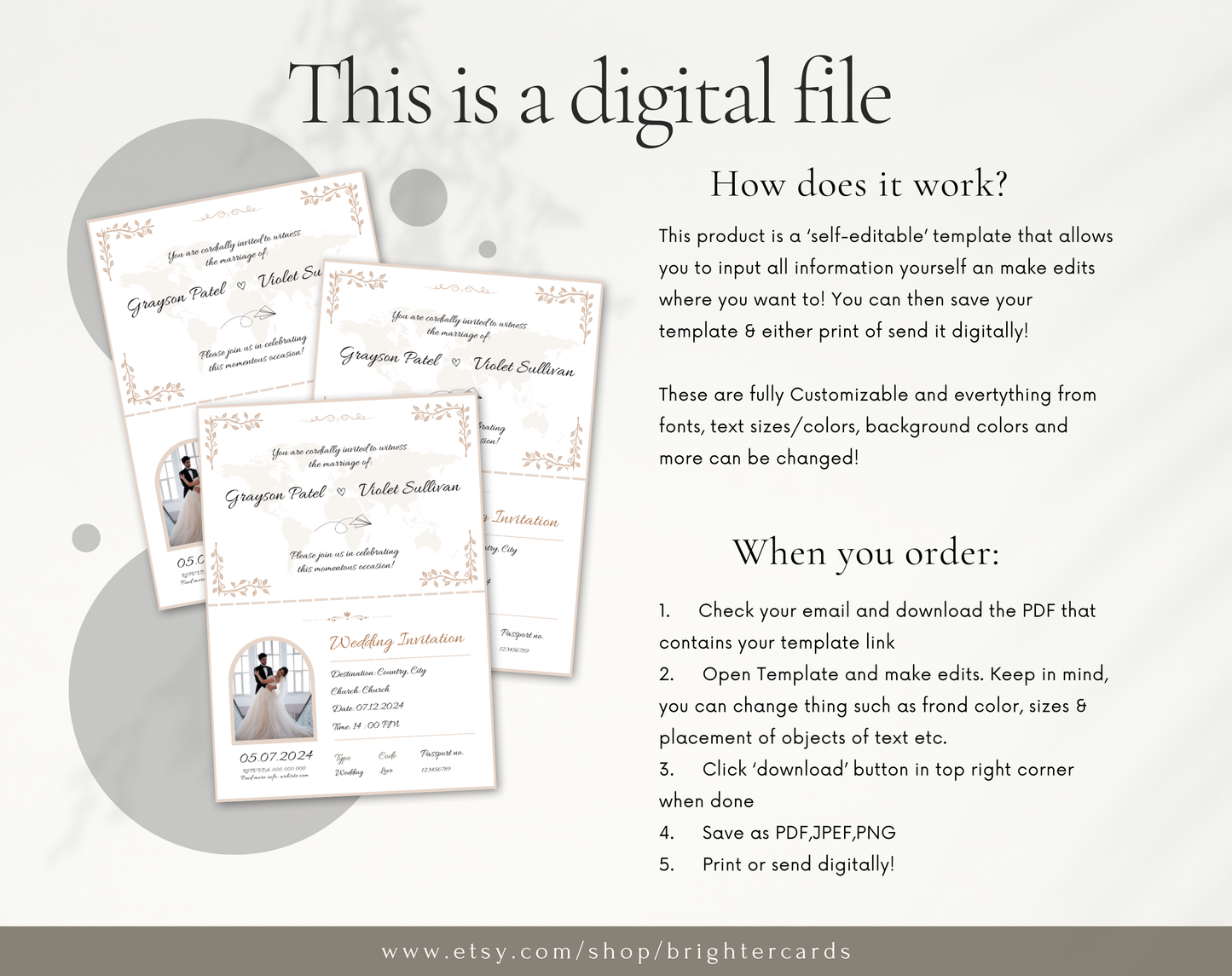 Digital Boarding Pass Wedding Invitation – Editable Travel-Themed Ticket for Destination Weddings