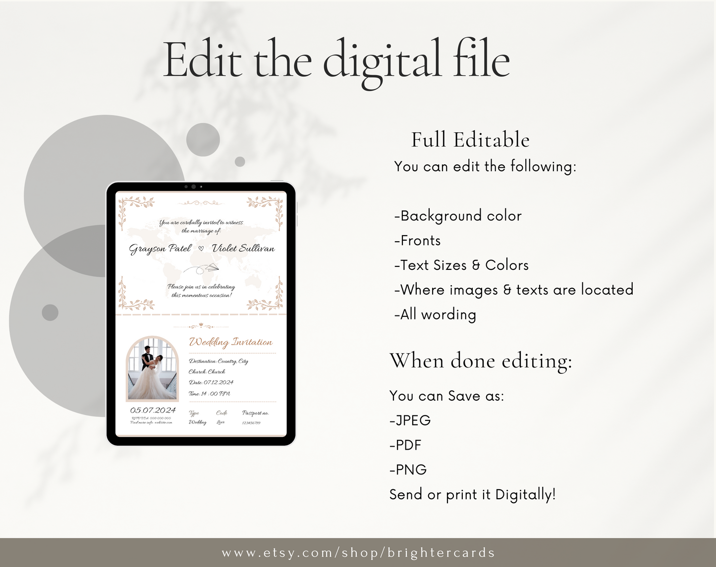 Digital Boarding Pass Wedding Invitation – Editable Travel-Themed Ticket for Destination Weddings