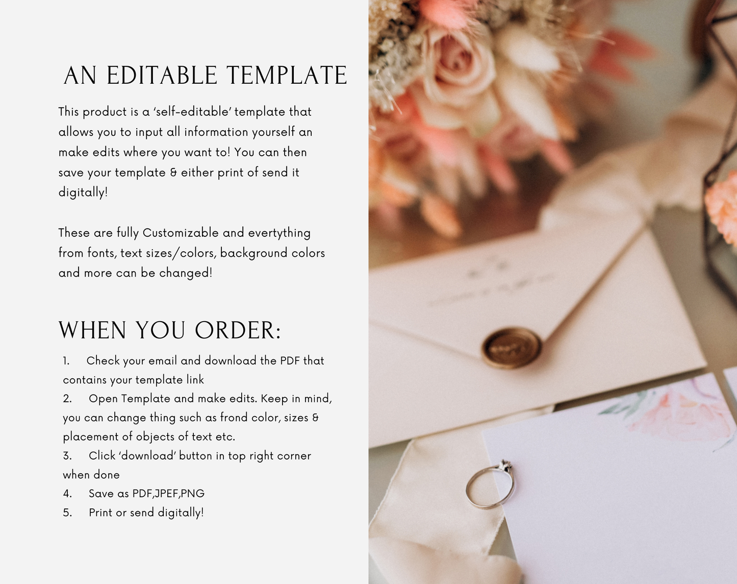 Botanical Wedding Bar Menu Template | Editable Drink Sign | Greenery Wedding Drink Menu | Custom Wedding Bar Sign | Instant Download
