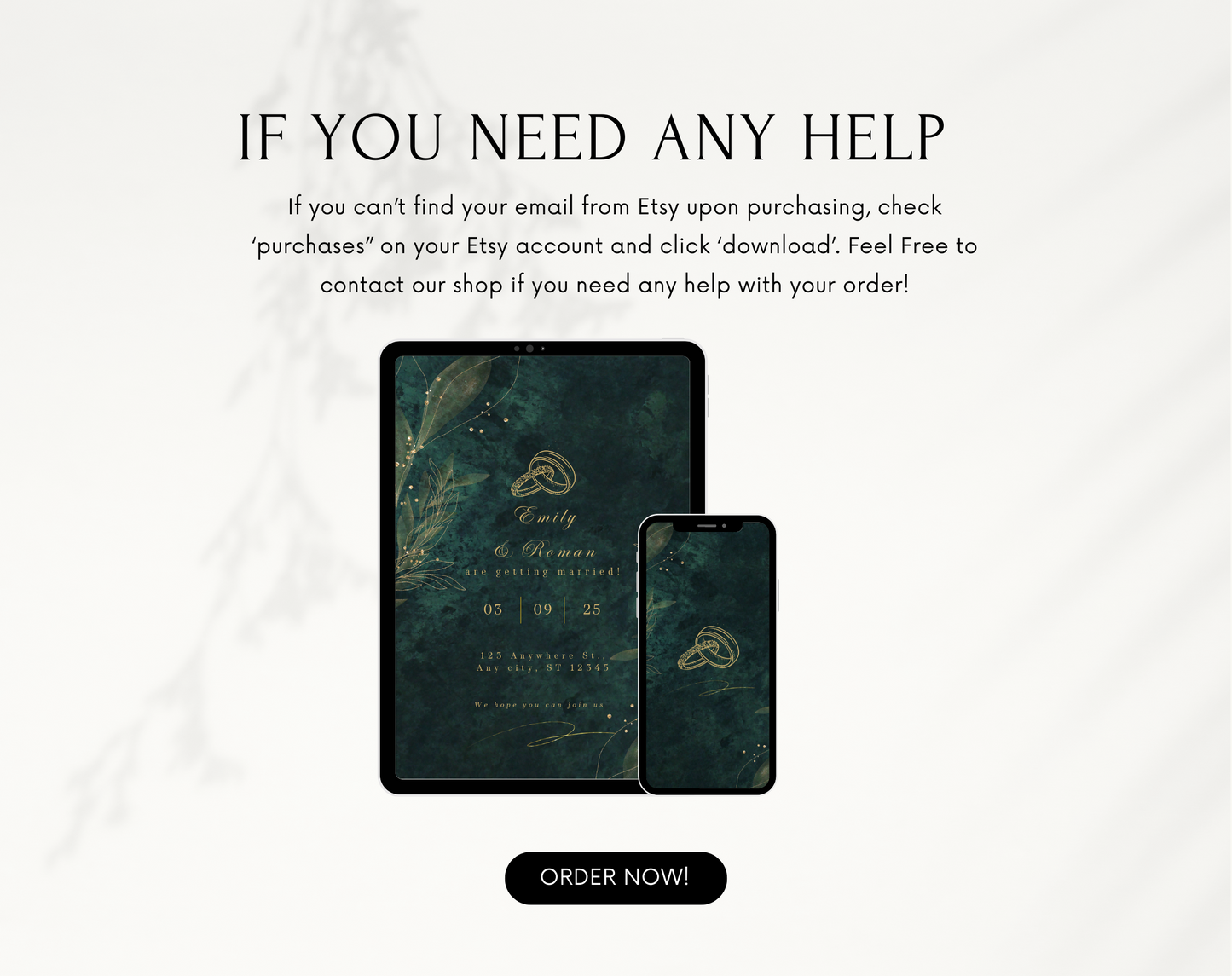 Editable Dark Green Wedding Invitation – Modern Digital Wedding Invite Template, Customizable Printable, Elegant Wedding Card for 2025